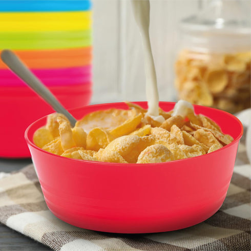 Kids Plastic Bowls Set of 12 Children Bowl 10 Ounce Microwave Dishwasher Safe BPA Free Non Toxic Toddler Bowls 6 Bright Colors for Cereal, Soup, S...