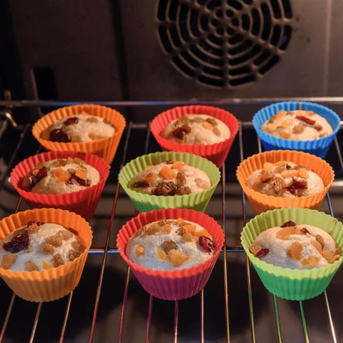 Silicone Baking Cups Round 24 Pack 2.75 inches Cups, Reusable Muffin Liners BPA Free, Non-stick Cake Cup Mold Set Multicolor by Mikim...