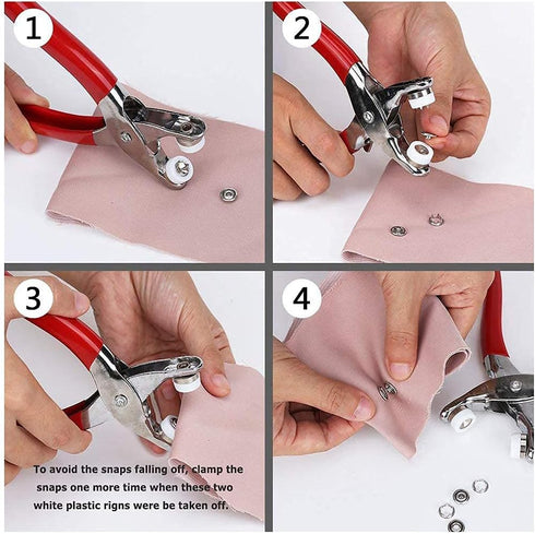10L0L Metal Stainless Steel Snaps Buttons Kit, No-Sew Button Fasteners Studs with Fabric, 3/8 Inch Fastener Pliers (Snaps Pliers and 100 Pieces of...