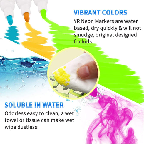 YR Dual Sided Neon Pens For Light Up LED Board, Neon Markers Applicable For Draw, Sketch, Create, Doodle, Art, Write, Learning Tablet, 12 Packs...