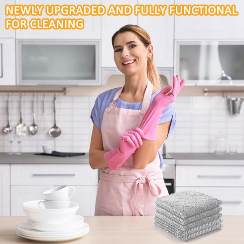 Multipurpose Wire Dishwashing Rags for Wet and Dry - Non Scratch Wire Dishcloth - Wire Miracle Cleaning Cloths New Upgrade Scrubs and Cleans Cookw...