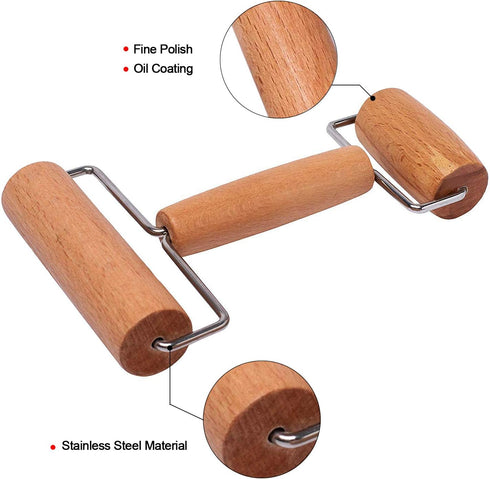 2 Pcs Wooden Pastry Pizza Roller Pin,Non Stick Rolling Pin for Baking Sold by Lasten...