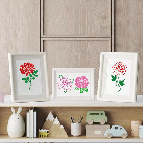 40pcs Rose Stencils for Painting on Wood Crafts Reusable Tiny Flower Stencil Art Paint on Wall Canvas Pattern Paint Floral Stencils for Card Makin...