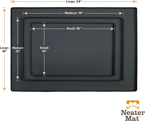 Neater Pet Brands Neater Mat - Waterproof Silicone Pet Bowls Mat - Protect Floors from Food & Water (Midnight Black, 16" x 10" Silicone)...