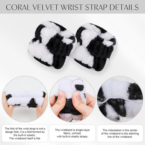 CAVETEE 3 Piece Cute Makeup Headband for Women, Spa Cosmetic Elastic Makeup Headband and Wristband Set for Women Girl Wash Face Skincare Makeup Sh...