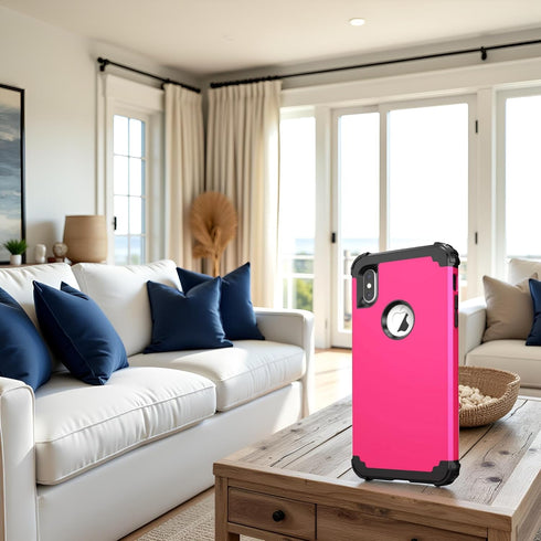 IDweel for iPhone Xs Max Case with Tempered Glass Screen Protector, 3 in 1 Shock Absorption Heavy Duty Protection Hard PC Cover Soft Silicone Bump...