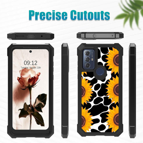 for Moto G Play 2023 Case,Moto G Play 2023 Case with Glass Screen Protector,Heavy Duty Hard PC & Soft TPU Shockproof Protective Phone Case for Mot...