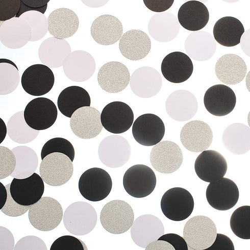 Glitter Confetti Circle Dots for Table Wedding Birthday Party Decoration, 1.2 inch in Diameter (silver glitter,black,white,200pc)...