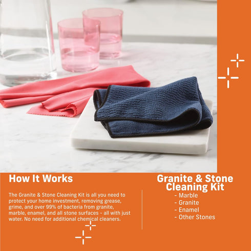 E-Cloth Granite & Stone Cleaning Kit, Premium Microfiber Cleaning Cloth, Ideal Cleaner and Polish for Granite, Marble and other Stone Countertops,...