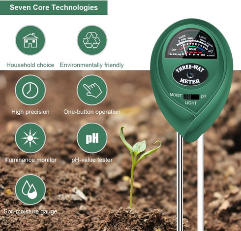 Soil pH Meter, MS01 3-in-1 Soil Moisture/Light/pH Tester Gardening Tool Kits for Plant Care, Great for Garden, Lawn, Farm, Indoor & Outdoor Use...