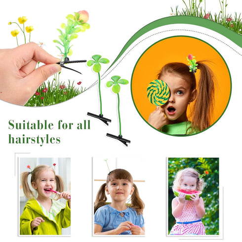 30 Pcs Bean Sprout Hair Clips Mixed Style Plant Hairpins Flower Plant Hair Clip Little Grass Barrette Butterfly Headwear Hair Accessories for Wome...