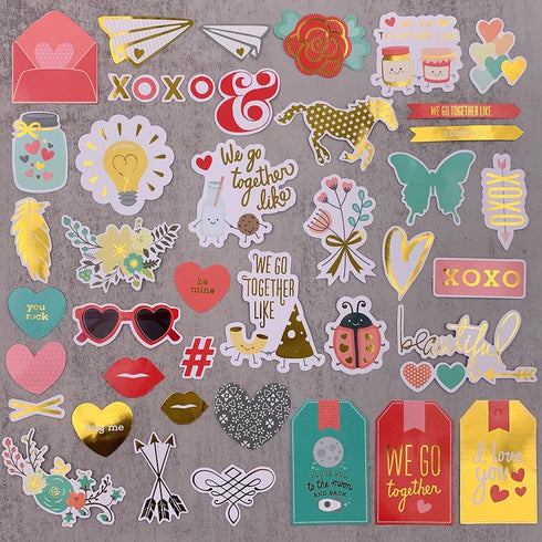 120pcs Scrapbook Stickers Cardstock Stickers Love Stickers Decorative Masking Stickers for Personalize Laptop Scrapbook Daily Planner and Crafts...