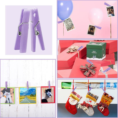 60 Baby Shower Clothespin Games Mini Clothes Pins 1.4 inch for Party Decorations(Purple)...