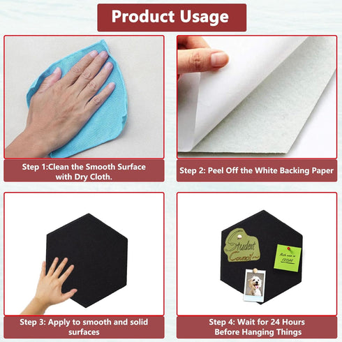 Hexagon Felt Bulletin Board, 8.7"x7.5"x0.35" 2 Pack Self-Adhesive Tiles Pin Board for Office Home School Decor Stickers Memos Photos Display(BK-19...
