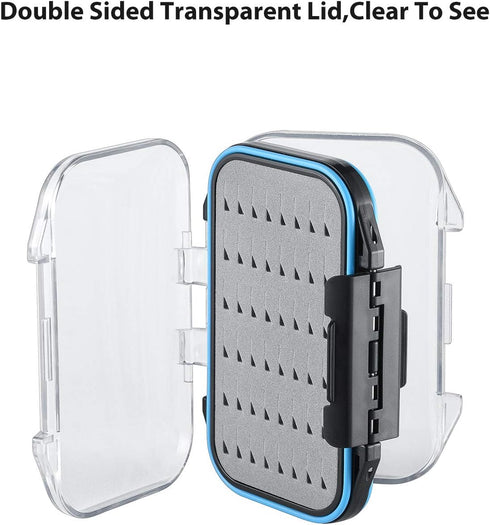 Gonex Fly Boxes for Fly Fishing Jig Boxes Two-Sided Waterproof Lightweight Fly Fishing Box Easy Grip Transparent Lid Fly Fishing Lures Box, 4.1"x ...
