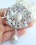 Sindary Vintage 3.54" Teardrop Brooch Pin Pendant Rhinestone Crystal BZ4082...