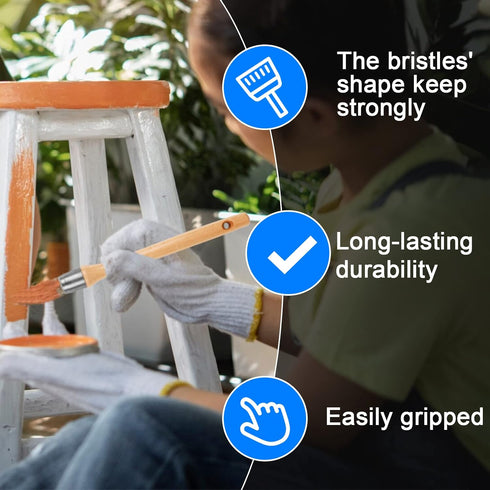 WRAPXPERT Trim Paint Brush,11" Long Handle Edge Painting Tool Kit,Round Trim Brushes for Corner,Touch UPs,Artwork,House Wall Edges 3-Pack...