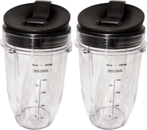Replacement 18 oz Cup with Sip & Seal Lid Compatible with Nutri Ninja Cups - For Blender BL450 BL454 Auto-iQ BL480 BL481 BL482 BL687 2-Pack...