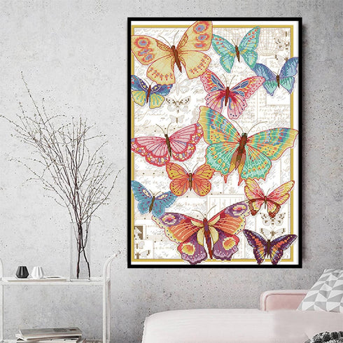 Maydear Cross Stitch Kits Stamped Full Range of Embroidery Starter Kits for Beginners DIY 12×12 inch - (Butterflies, 11CT)......