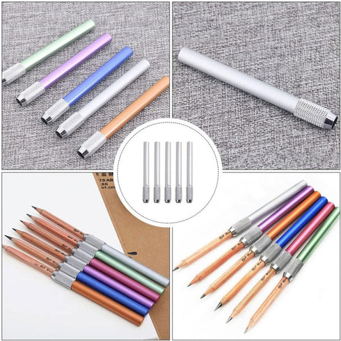 STOBOK Charcoal Pencils Metal Handle Pencil Extender Holder 8Pcs Drawing Pencil Lengthener Art Pencil Extension Holder Rod for Sketching Drawing W...