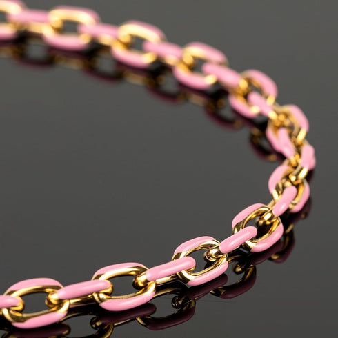 UMAOKANG 2 Meters Pink Enamel Paperclip Chains for Jewelry Making Gold Plated Stainless Steel Jewelry Chain for Necklace Bracelet DIY Jewelry Supp...