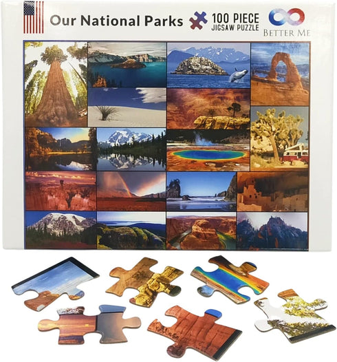 Our National Parks 100 Piece Puzzles - Kids Puzzles USA National Park Puzzle, Acadia National Park, Yellowstone National Park, Zion, Arches, Crate...