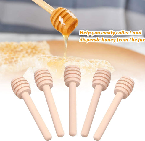 Premium 50-Pack 3 Inch Mini Wooden Honey Dipper Stick, Individually Wrapped,Pefect for Wedding Shower Party Favors Honey Jar spoon or Honey Wands ...