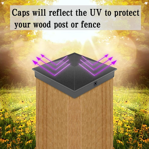 4X4(3.5in x 3.5in) Wood Fence Post Caps, PP Plastic Water-Proof UV-Proof, Keep Post from Cracking and Rotting,for Decks or Corridors,Outdoor Post ...