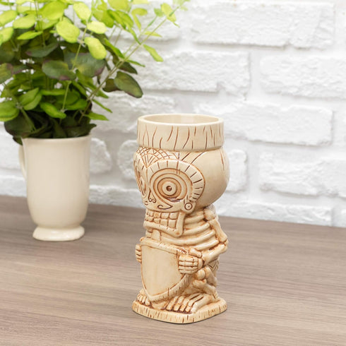 Skull Tiki Polynesian Bone Cream 0.75 Liter Glossy Ceramic Stoneware Mug...