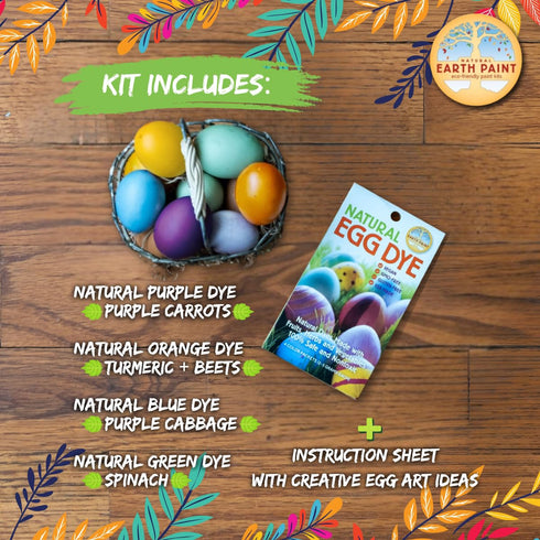 Natural Earth Paint Egg Dye Kit – Eco-Friendly, Non-Toxic Easter Egg Coloring for Kids & Adults – 4 Food-Safe Dyes, No Boiling Needed, Mixable Col...