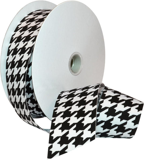 Morex Ribbon 7509.38/25-613 Hounds Tooth Grosgrain Ribbon, 1-1/2-Inch by 25-Yard, Black...