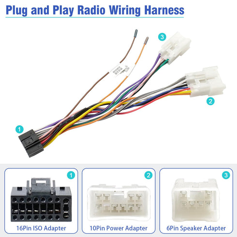 16Pin ISO Android Radio Stereo Wiring Harness with Butt Connector Reverse SWC Cable Replacement for Select Toyota and Subaru Car Audio Adapter......