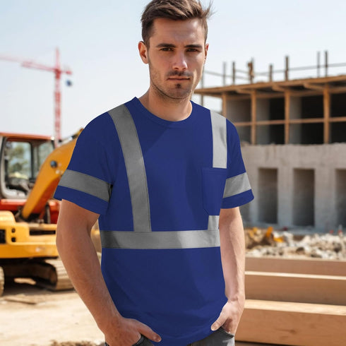 Hi Vis Shirts for Men Class 3 High Visibility Shirts with Short Sleeves, Reflective Safety Shirts for Men Women, ConstrUCRtion Shirts, Durable & B...