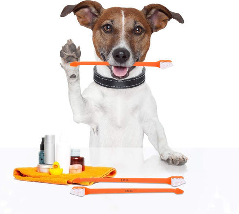 Double Headed Pet Dog Toothbrush for Small Dogs/Soft Bristles Puppy Long Handle Tooth Brush Dogs Teeth Cleaning/Bulk Toothbrushes Dental & Oral Ca...
