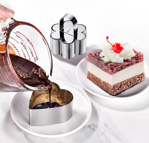 Cake Rings Cooking Rings Dessert Mousse Mold Stainless Steel with Pusher for Desserts Making (6PCS)...