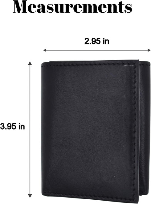 Marshal Genuine Leather Kids Slim Compact ID and Coin Pocket Trifold Boys Wallet Black...