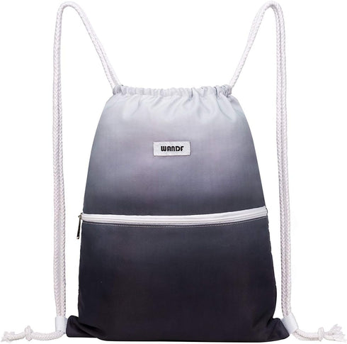 WANDF Drawstring Backpack String Bag Sackpack Cinch Water Resistant Nylon for Gym Shopping Sport Yoga (Grey)...