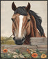Posterizer 1 pcs- Beautiful brown horse in a stable with flowers-Art for Animal Lovers-Floral Botanical Art- Gift for Men Women Teens-Living Room...