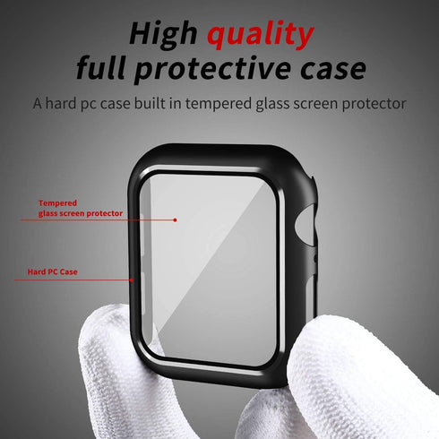 Smiling Case Compatible with Apple Watch SE 2 (2024)/SE/Series 6/5/4 44mm with Built in Tempered Glass Screen Protector,Overall Protective Hard PC...