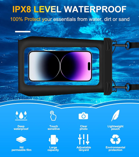 Universal Oversized Floating Waterproof Pouch with Lanyard,Underwater Dry Bag for iPhone 15 14 13 12 11 Pro Max XS XR X,Samsung Galaxy S24 S23 S22...