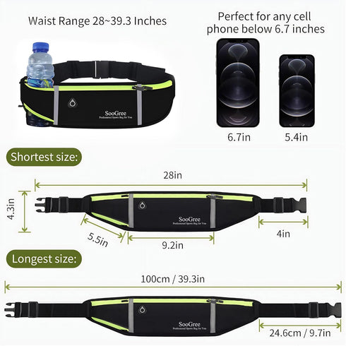 Fanny Packs, Running Belt Pack with Water Bottle, Waist Pack Bag for Men and Women, Lightweight Runners Belt Bag, Phone Holder Money Belt for Trav...