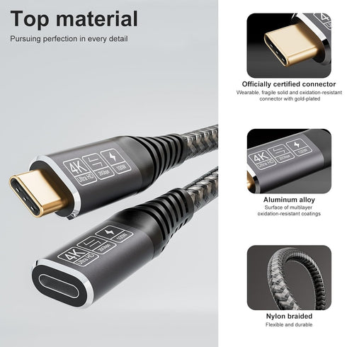 USB C Extension Cable 2M/6.6FT, USB C 3.2 Extender Cord Male to Female Support PD ????????/5A Fast Charging, 20Gbps Sync Transfer Compatible with ...