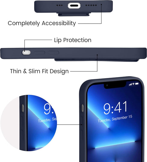 LAUDTEC Silicone Kickstand Case Compatible with iPhone 13 Pro, Vertical and Horizontal Stand Hand Strap Metal Kickstand Cover, Flexible Soft Liqui...