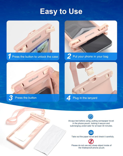 wellhouse Waterproof Phone Pouch with Lanyard Cellphone Ip8x Diving 3D Seamless Dry Bag Case Outdoor Beach Float Underwater HD TPU Waterproof Dust...