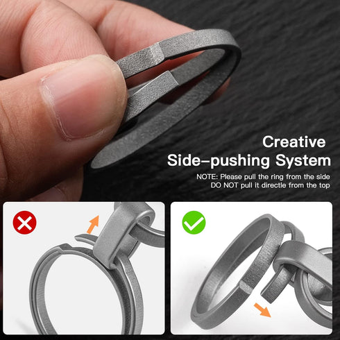 TISUR Titanium Key Rings for Keychain, Side-Pushing key chain rings Split keyring heavy duty Keychain Rings for unisex-adult, bulk 3 Size Choices,...