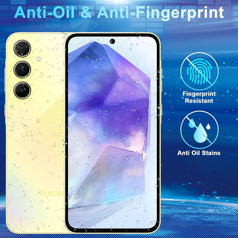 [4+3 Pack Galaxy A55 Screen Protector, 4 Pack Tempered Glass with 3 Pack Camera Lens Protector, High Clarity, Anti-Shatter, Bubble Free for Samsun...