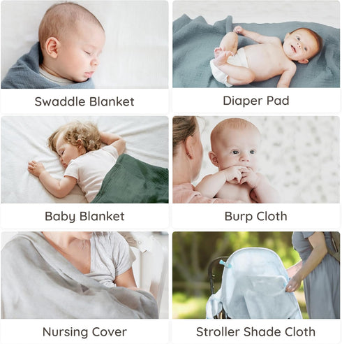 Premium Muslin Swaddle Blankets, Silky & pre-washed for zero shrinkage. thicker & soft for baby comfort. Newborn receiving blanket with breathable...