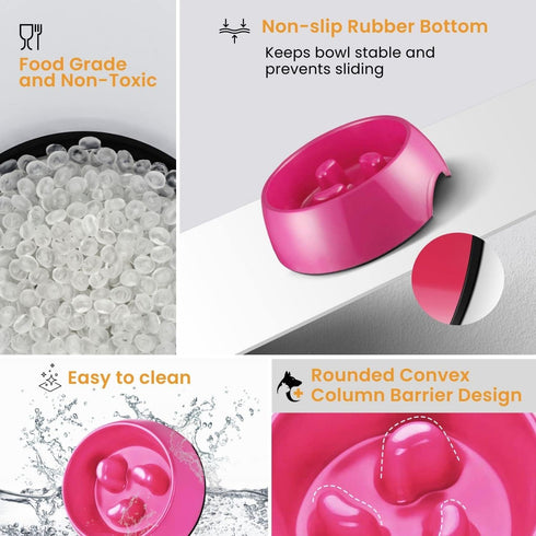 Flexzion Slow Feeder Dog Bowl Interactive Dog Puzzle Bowl, Anti-Choke, Non-Slip Slow Eating Dog Bowl Fun Pet Feeder Anti-Bloat Maze Bowl Dishwashe...
