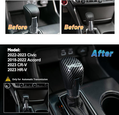 Thenice Gear Shift Knob Cover Automatic Transmission CVT Boots Change Lever Stick Decoration for Honda Civic 2022-2024, CRV/HR-V 2023-2024, Accord...