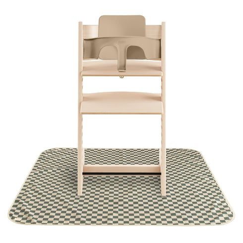 mushie Baby Splat Mat 42.5x42.5 Inch (Olive Check) | Water Resistant for Under High Chair and Infant Play...